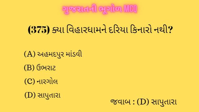 8 Gujarat Ni Bhugol Mcq Gujarati