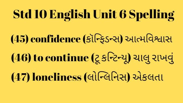 Std 10 English Unit 6 Spelling