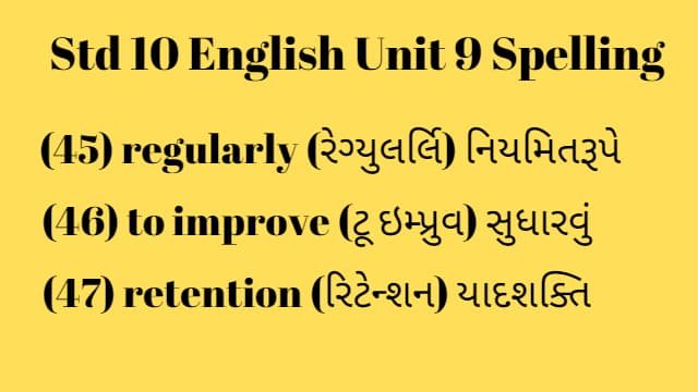 Std 10 English Unit 9 Spelling