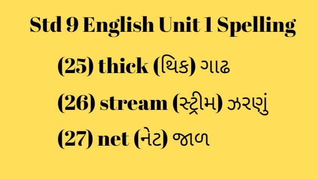 Std 9 English Unit 1 Spelling