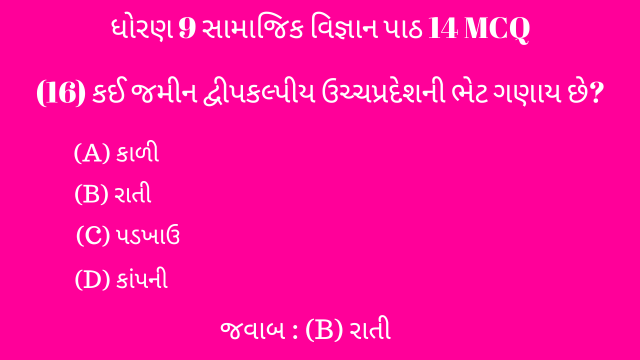 Std 9 Social Science Chapter 14 Mcq Gujarati