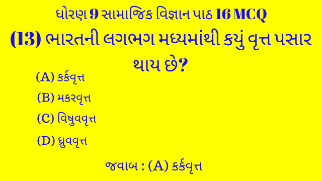 Std 9 Social Science Chapter 16 Mcq Gujarati