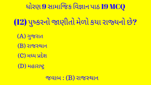 Std 9 Social Science Chapter 19 Mcq Gujarati