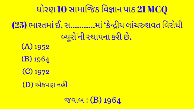 Std 10 Social Science Chapter 21 Mcq Gujarati 