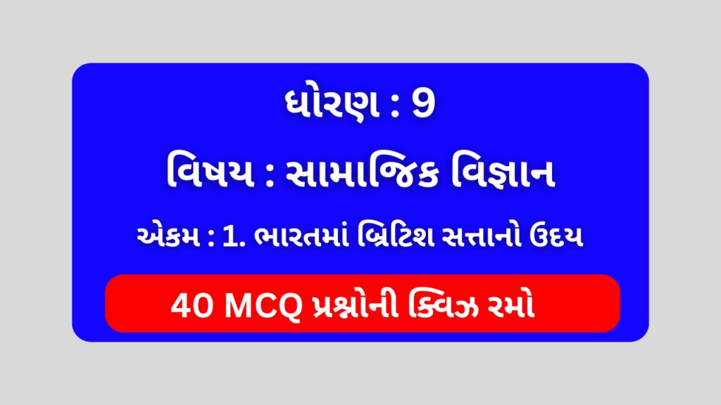 ધોરણ 9 સામાજિક વિજ્ઞાન એકમ 1 Mcq Quiz