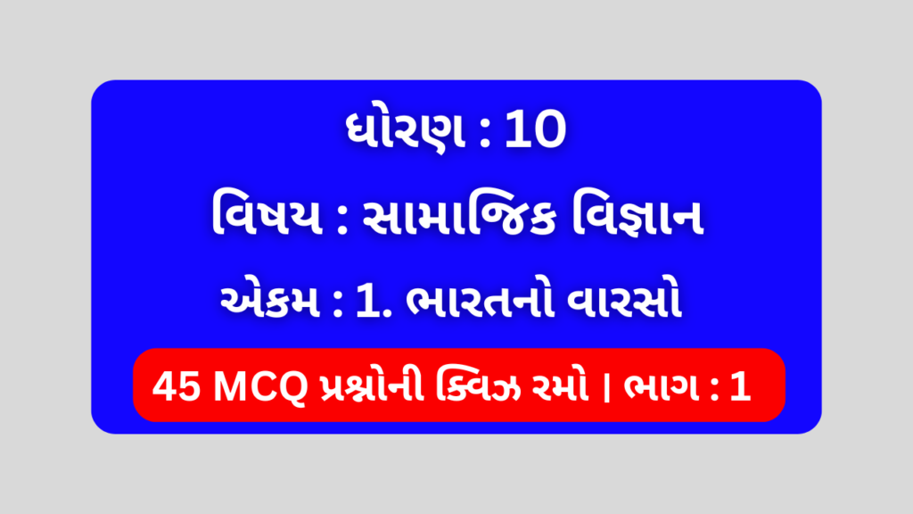 ધોરણ 10 સામાજિક વિજ્ઞાન એકમ 10 Mcq Quiz ભાગ 1